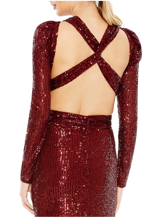 Mac Duggal Wine Sequin Cutout Evening Gown Size 4